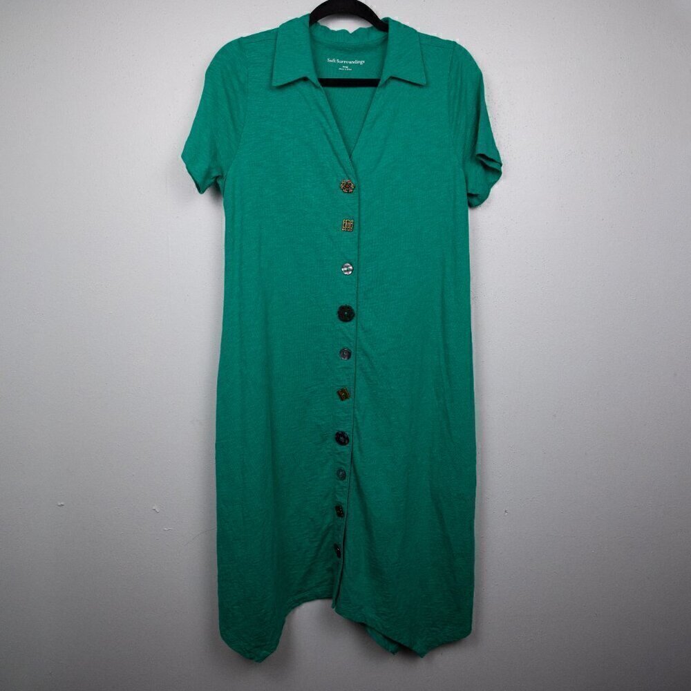 Soft Surroundings Danielle green button down tunic dress-S